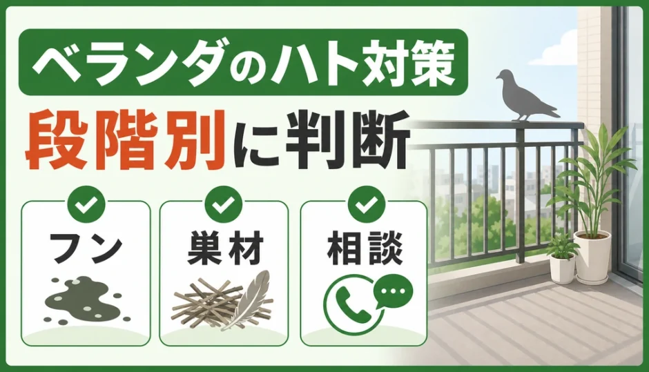 ベランダのハト対策を段階別に判断するサムネイル