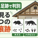 フンと足跡でネズミ・ハクビシン・アライグマを見分ける説明画像