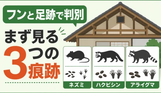 ネズミ・ハクビシン・アライグマの見分け方｜フン・足跡・音の確認順