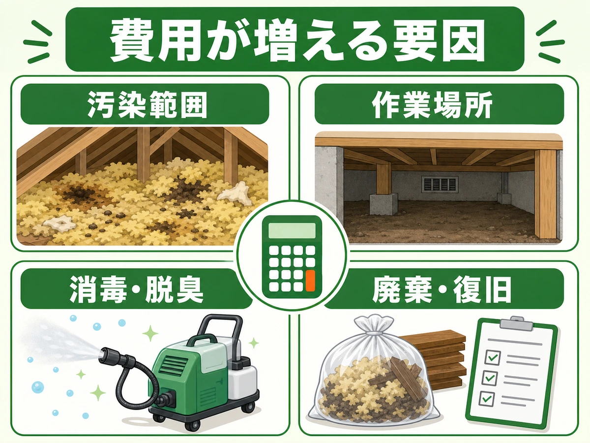 害獣駆除後の清掃・消臭費用が増える主な要因