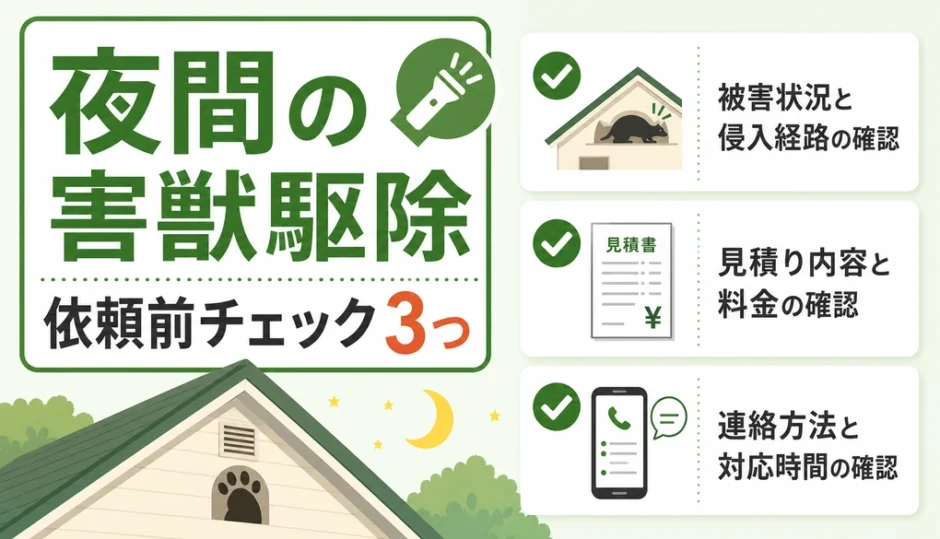 夜間の害獣駆除を依頼する前の確認ポイント