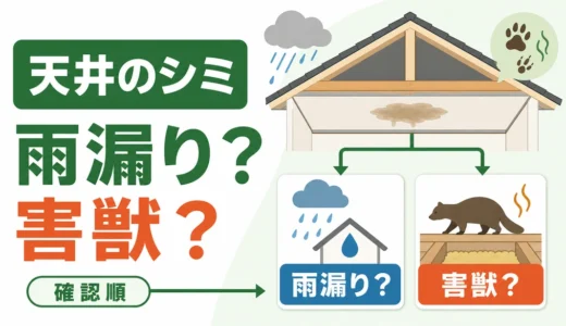天井のシミと獣臭は雨漏り？害獣？安全に見分ける確認順
