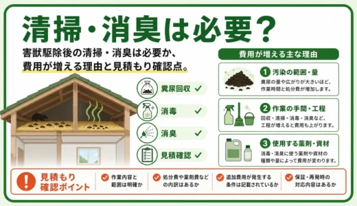 害獣駆除後の清掃・消臭は必要？費用が増える理由と確認点