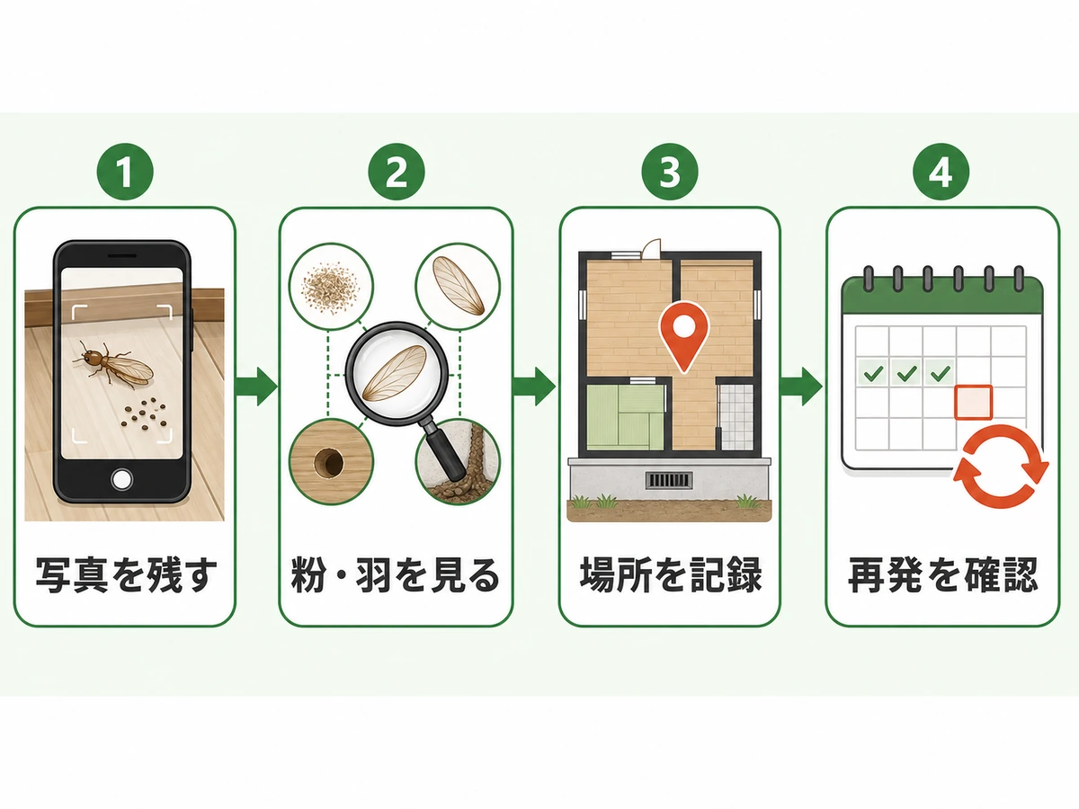 床下の虫を見つけたときに写真・痕跡・場所・再発を確認する流れ