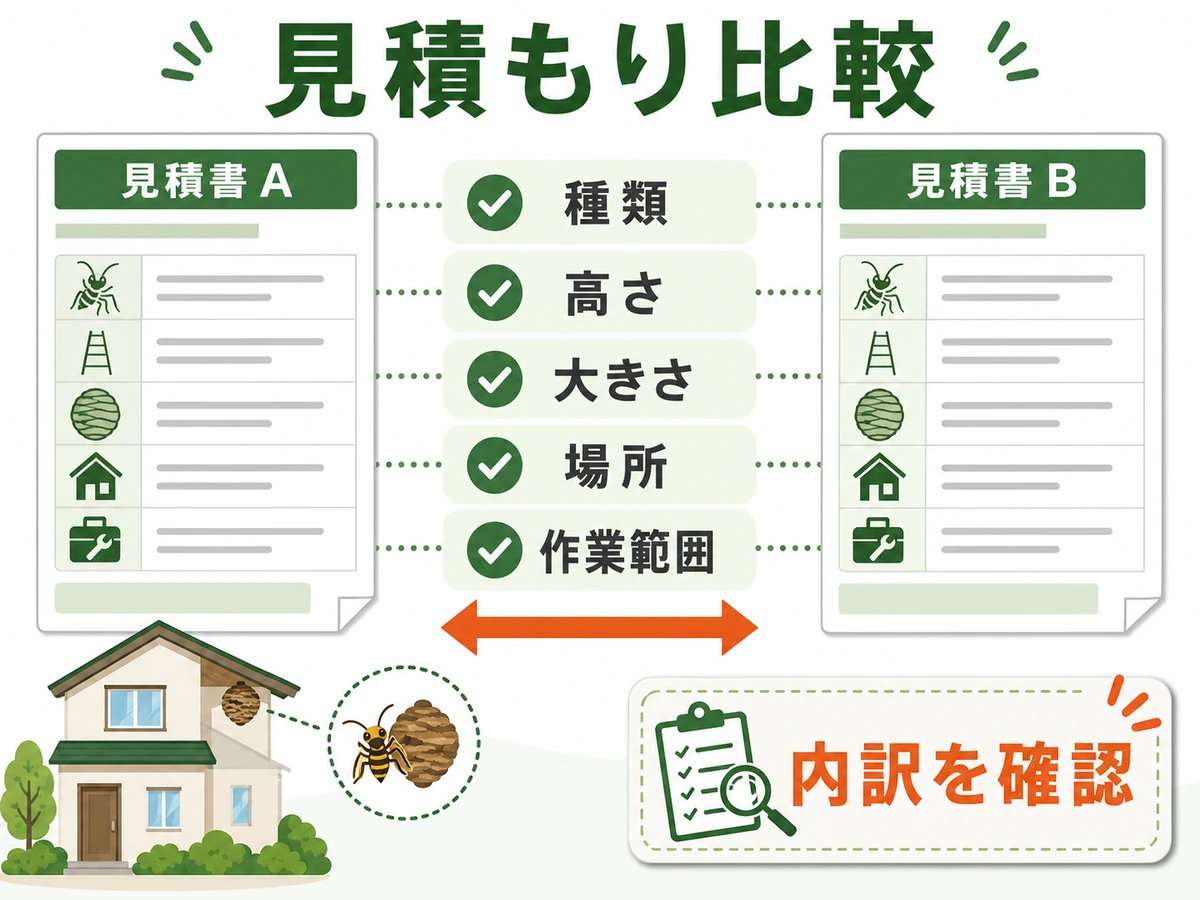 蜂の巣駆除の見積もりを比べるためにそろえる条件