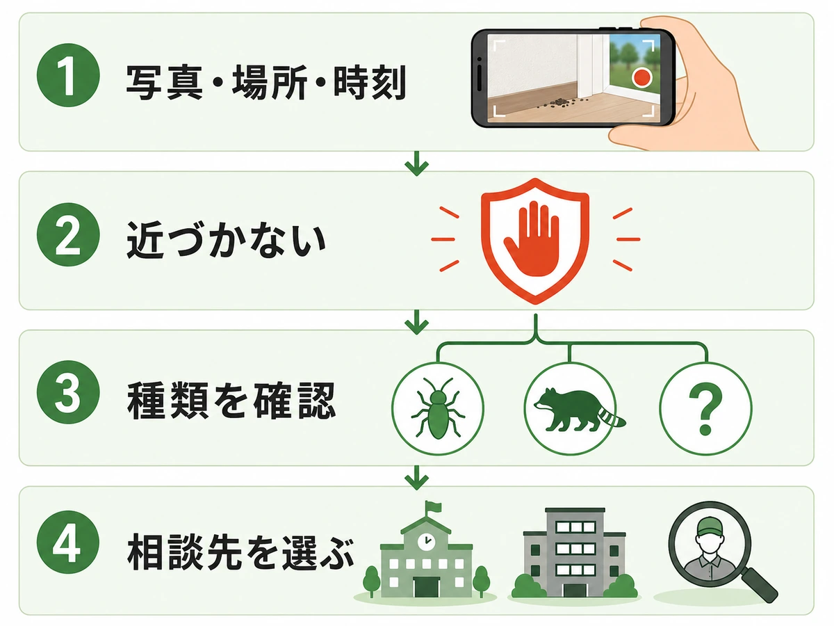 害虫・害獣の異変を見つけた当日の判断フロー