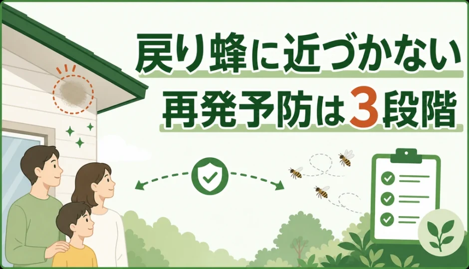 戻り蜂に近づかず再発予防を確認するサムネイル