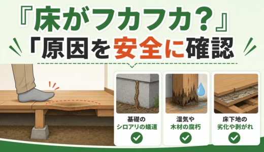 床がフカフカする原因をシロアリ・腐朽・床材劣化から安全に確認するイメージ