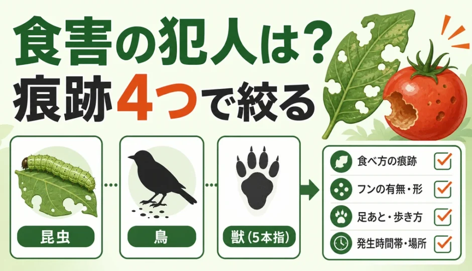 庭の食害の犯人を虫・鳥・中型獣の痕跡から絞る記事のサムネイル