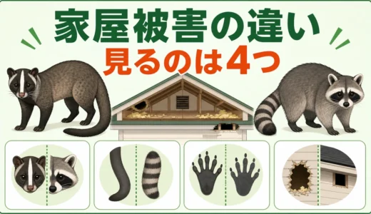 ハクビシンとアライグマの家屋被害の違い｜見分ける4つのポイント