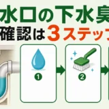 排水口の下水臭を水・掃除・再発確認の3段階で判断する図
