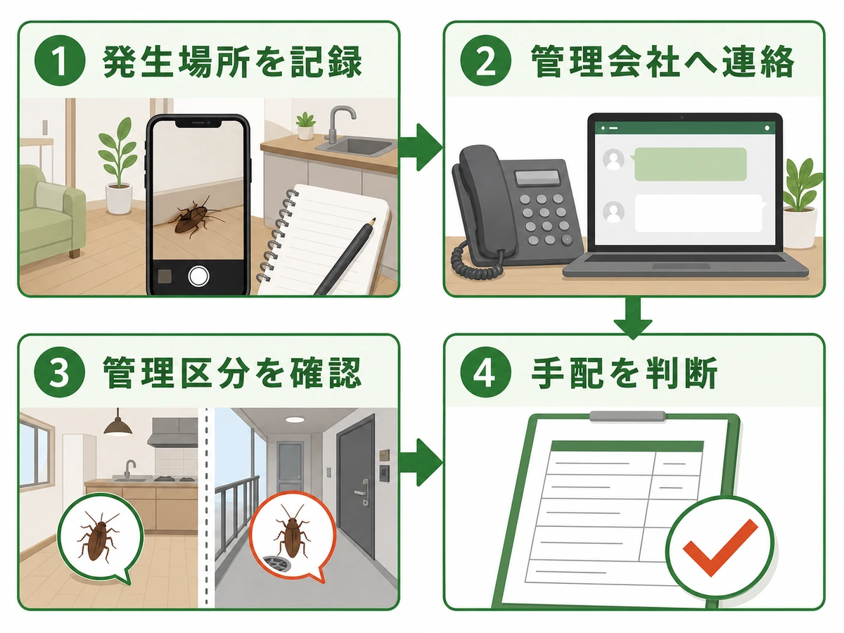マンションで害虫駆除を手配する前の記録・連絡・管理区分確認・判断の順番
