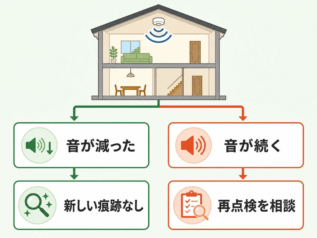 施工後の音が減った場合と再点検を相談する場合の判断フロー