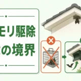 コウモリ駆除で捕獲・殺傷と追い出し・封鎖の法律上の境界を示す図