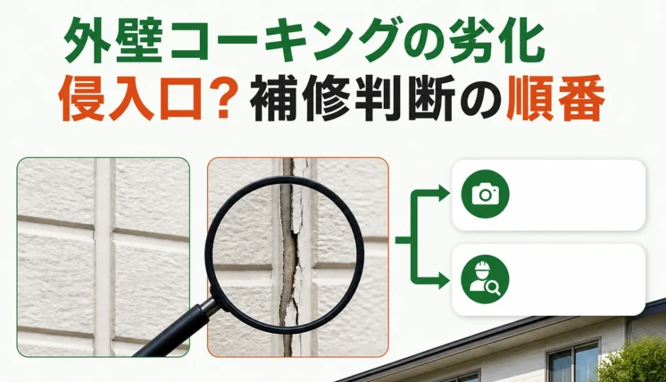 外壁コーキングの劣化を年数だけで決めず、侵入口と補修を順に判断する図