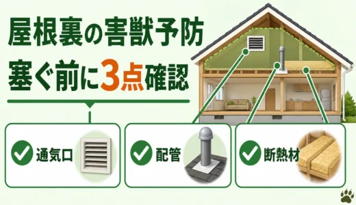屋根裏の害獣予防｜断熱材・通気口・配管の確認順と塞ぐ前の注意