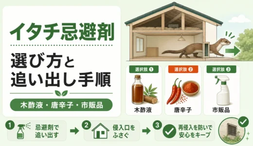 イタチ忌避剤の選び方｜木酢液・唐辛子・市販品の違いと追い出し手順