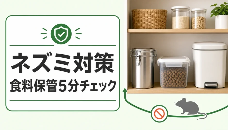 ネズミ対策として食料保管を5分で確認するチェックリストのイメージ