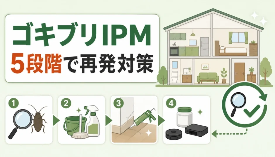 ゴキブリIPMを家庭で続ける5段階を示す解説サムネイル