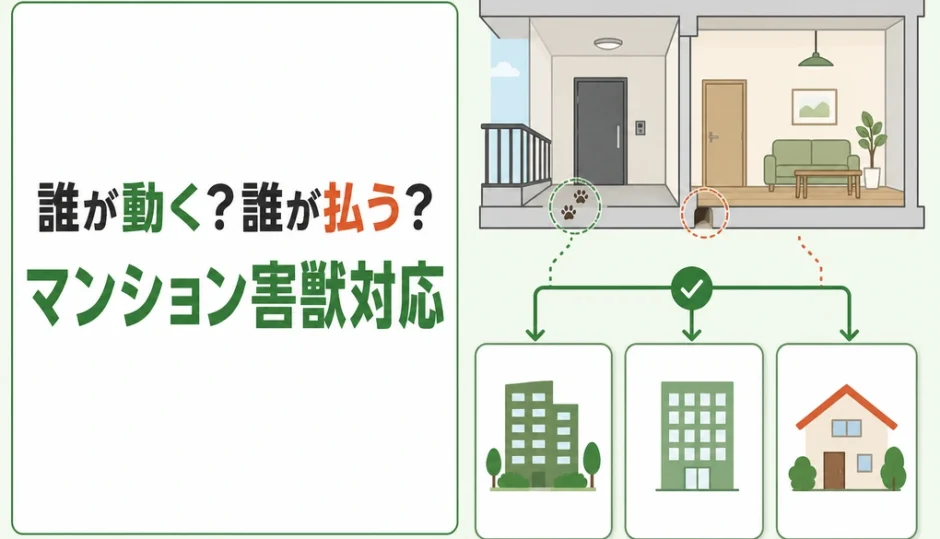 マンションの害獣対応で管理組合・管理会社の役割と費用負担を確認する図