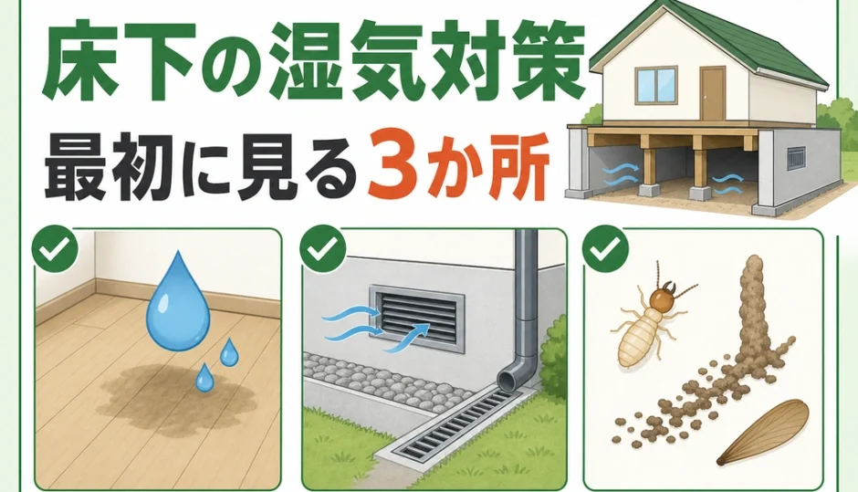 床下の湿気対策で最初に確認する室内・外周・虫の痕跡